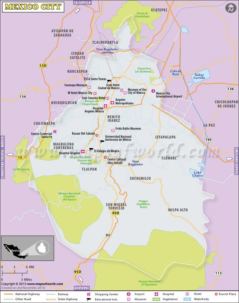 Մեխիկոյում գտնվելու վայրը քարտեզի վրա