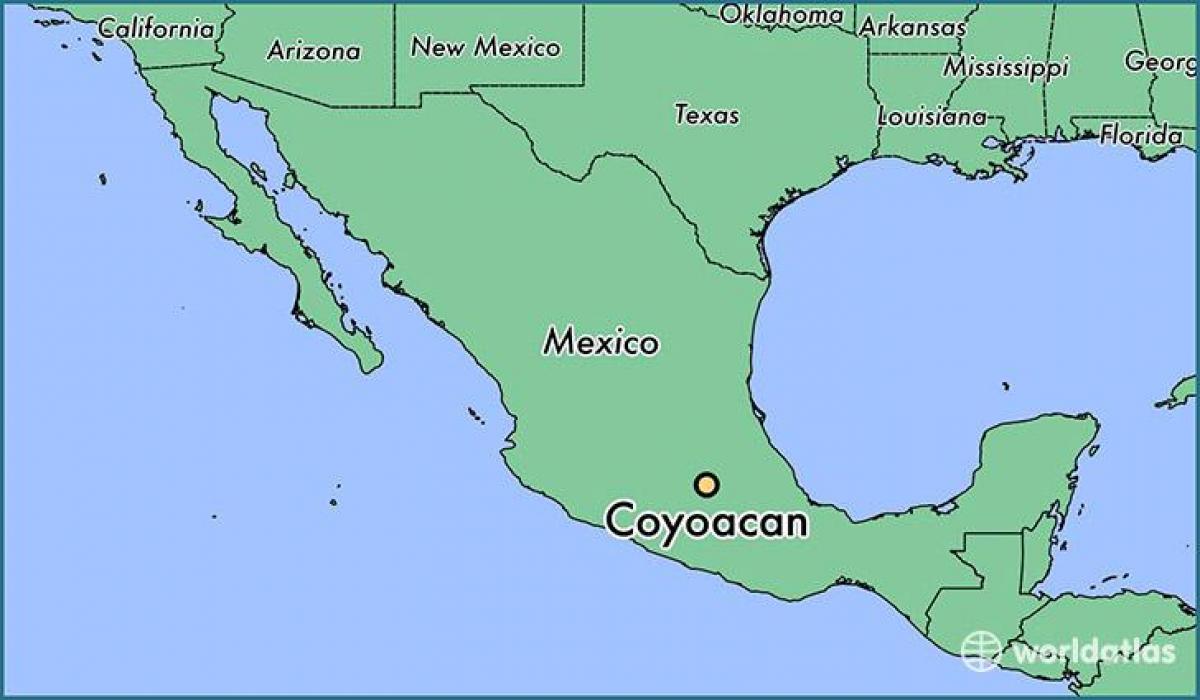 Койоакан Մեխիկոյում քարտեզի վրա
