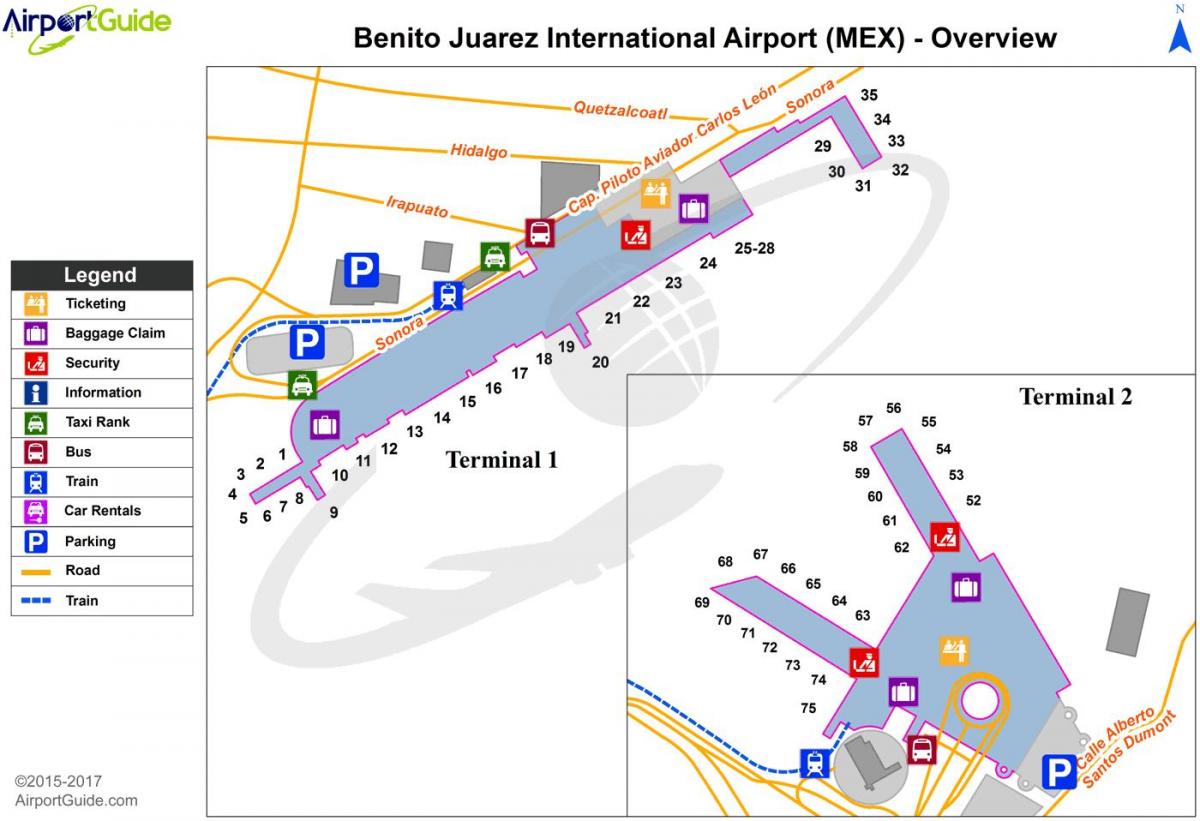 Մեխիկոյի օդանավակայան гейта քարտեզի վրա