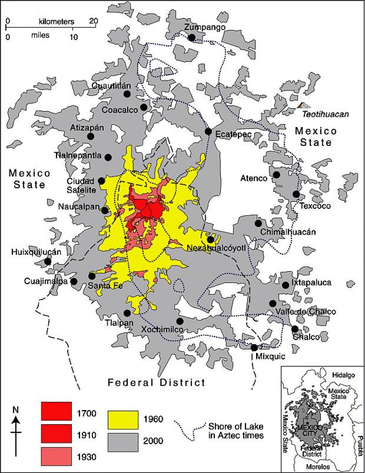 քարտեզ Մեքսիկայի քաղաքային օկրուգի