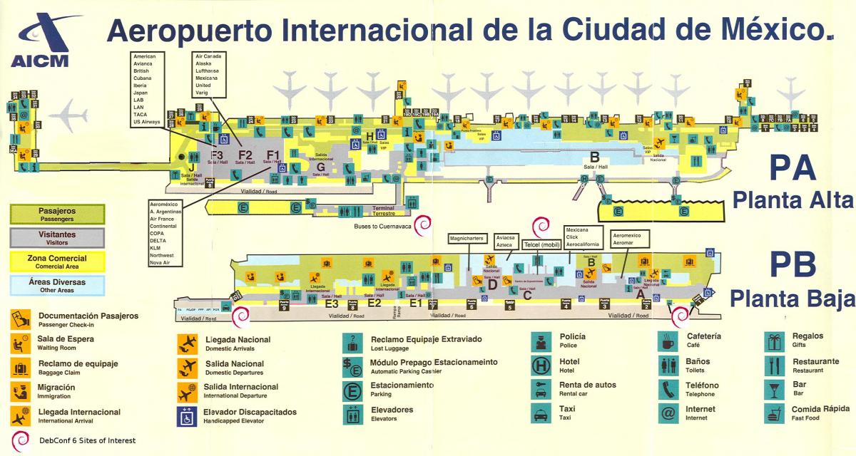 Մեխիկոյի օդանավակայան քարտեզի վրա
