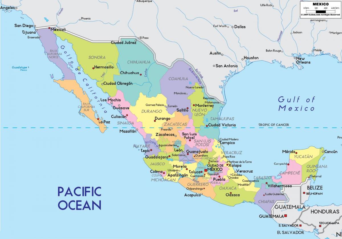 քարտեզ Մեխիկոյում պետության