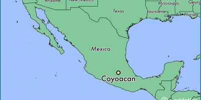 Койоакан Մեխիկոյում քարտեզի վրա